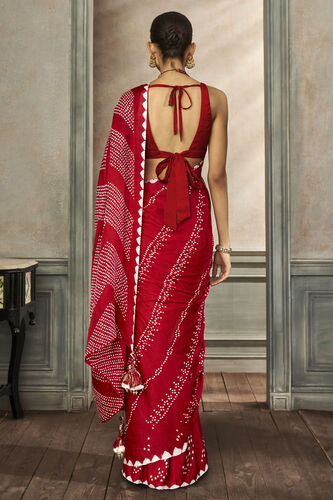 Deetya Bandhani Silk Saree, Red, image 4