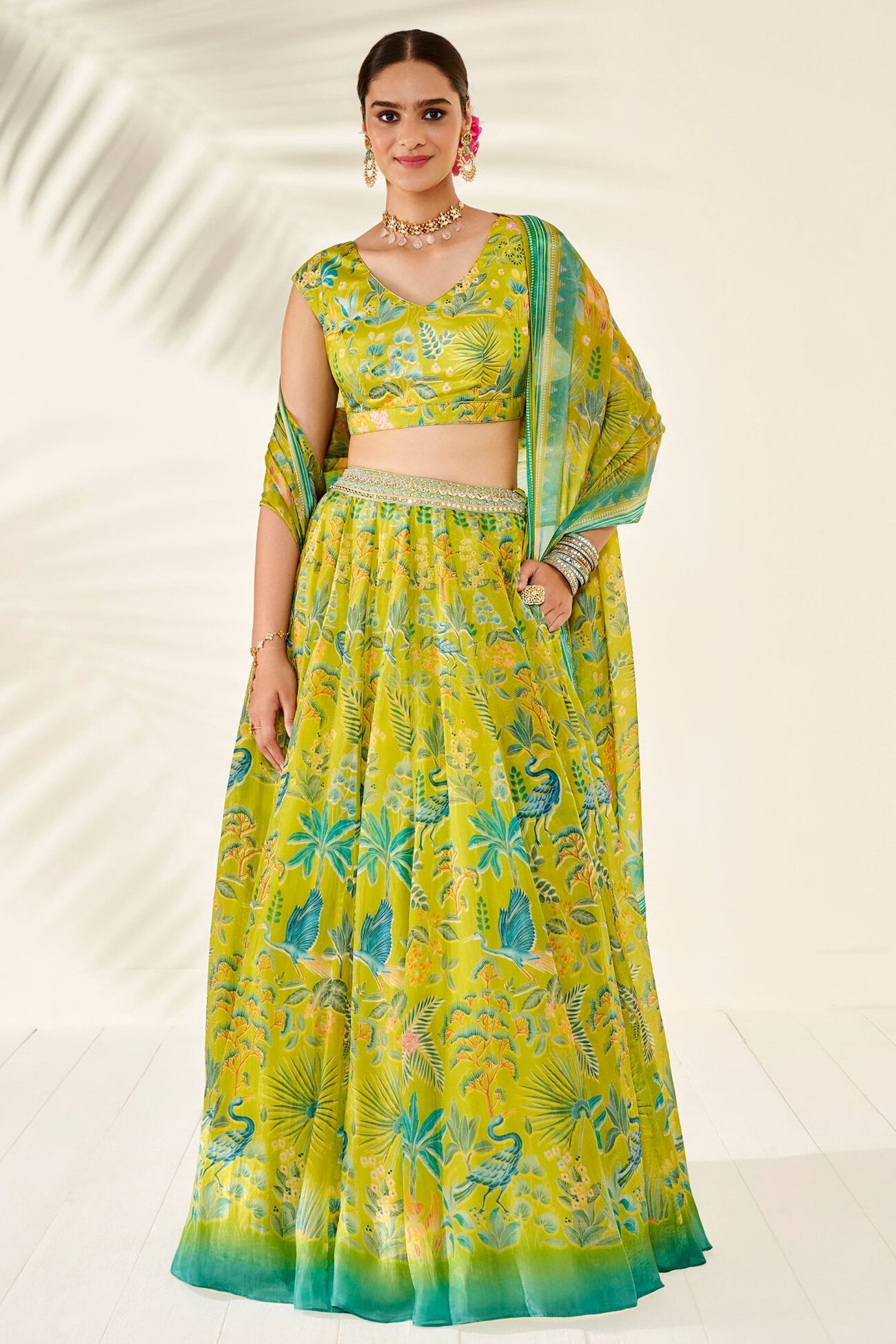 1 - Swan Song Lehenga Set - Lime, image 1