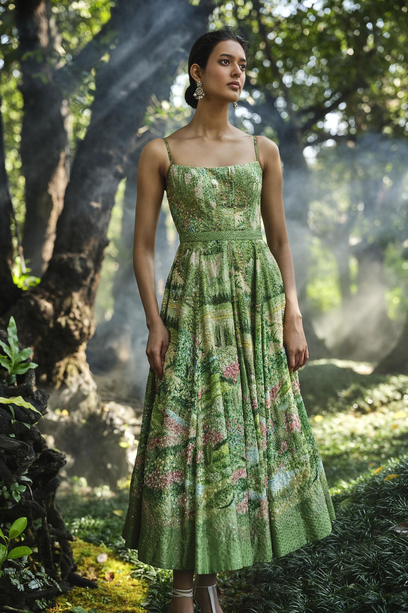 The Liveforest Embroidered Silk Dress - Green The Liveforest Embroidered Silk Dress - Green