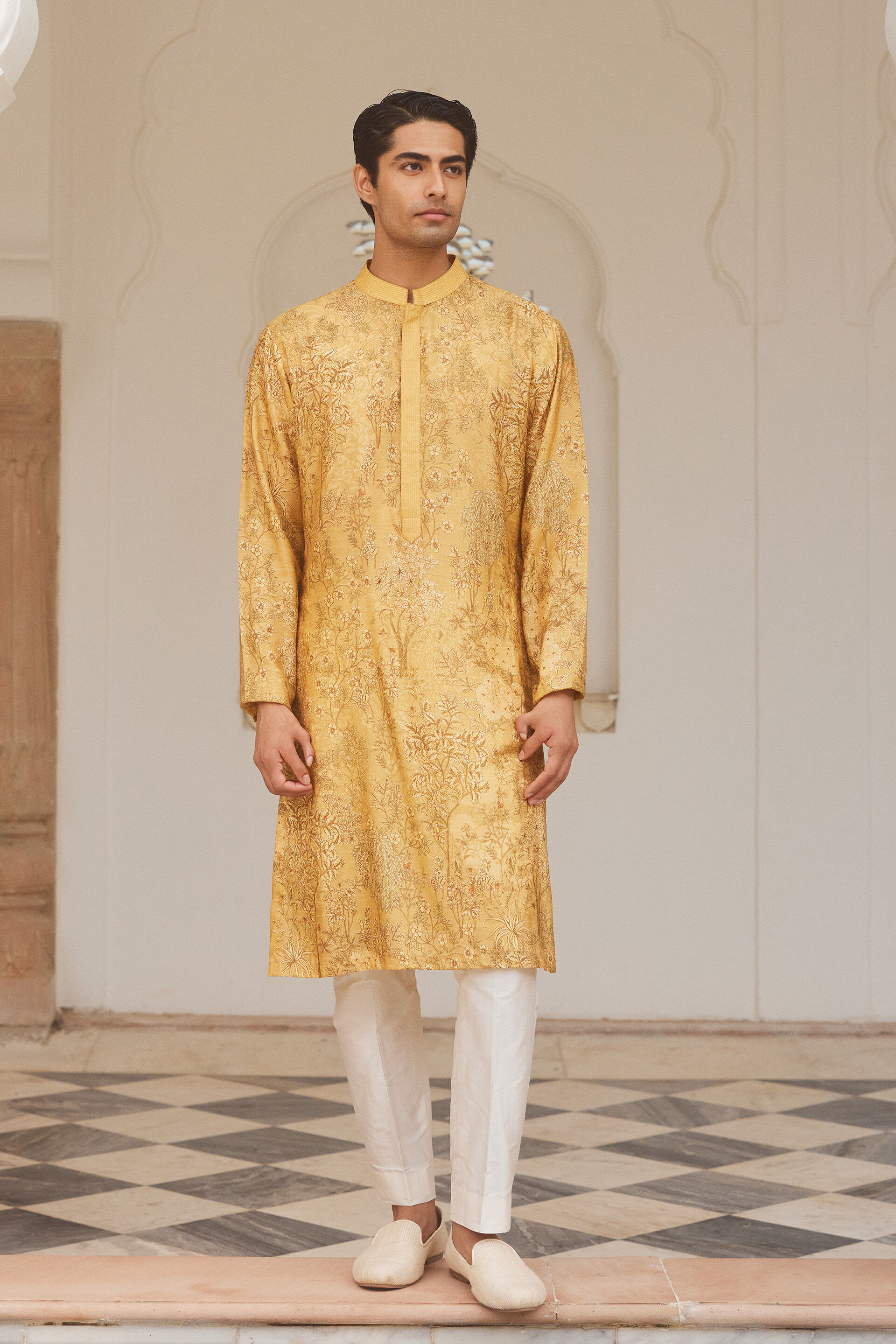 Udyat Silk Kurta - Mustard