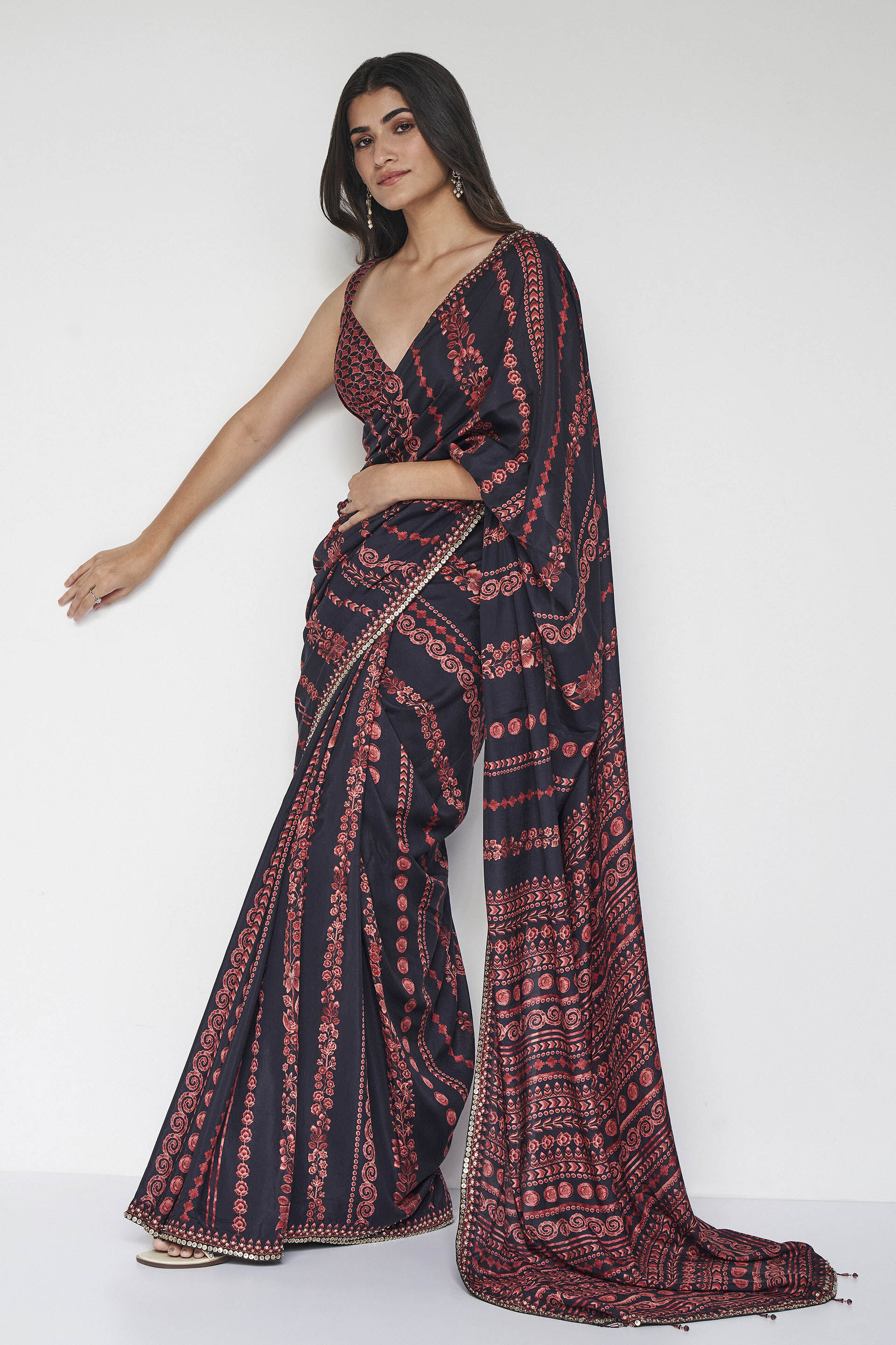 Roseline Saree - Black, Black, image 2