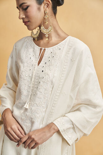 Samudra Embroidered Silk Suit Set - White, White, image 4