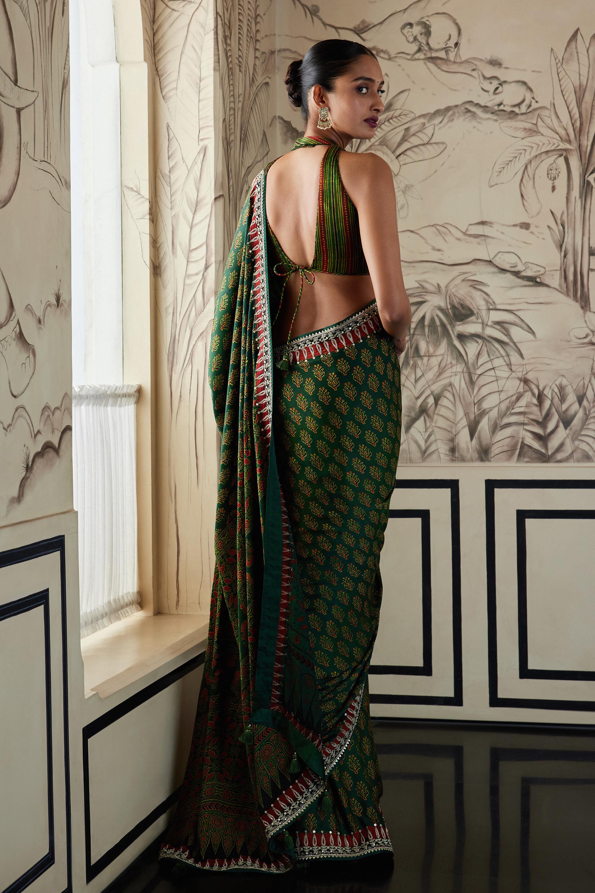 Zaaha Saree - Green, Green, image 2