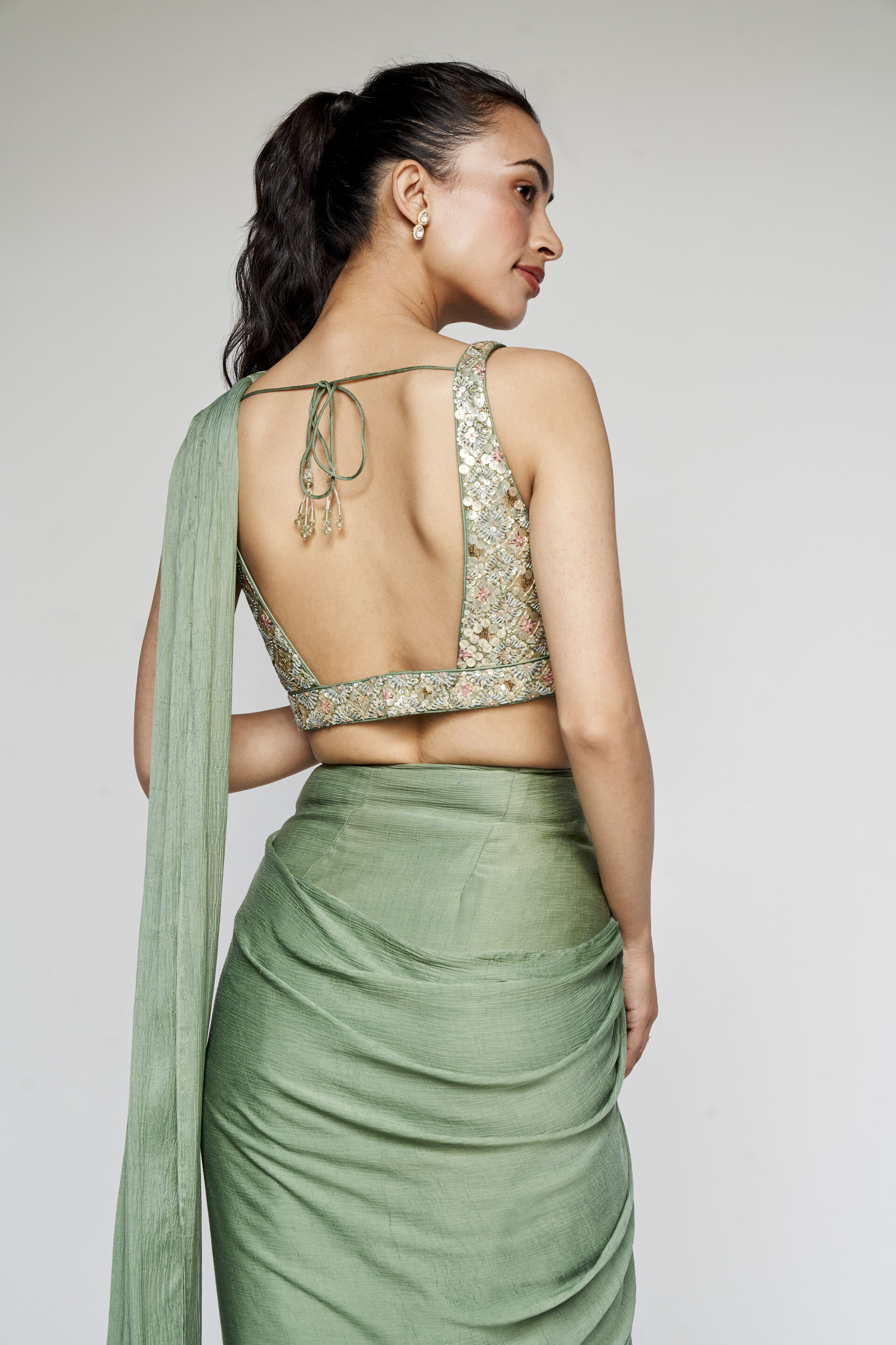 Sage Green Ombre Party Wear Saree – Priyuja