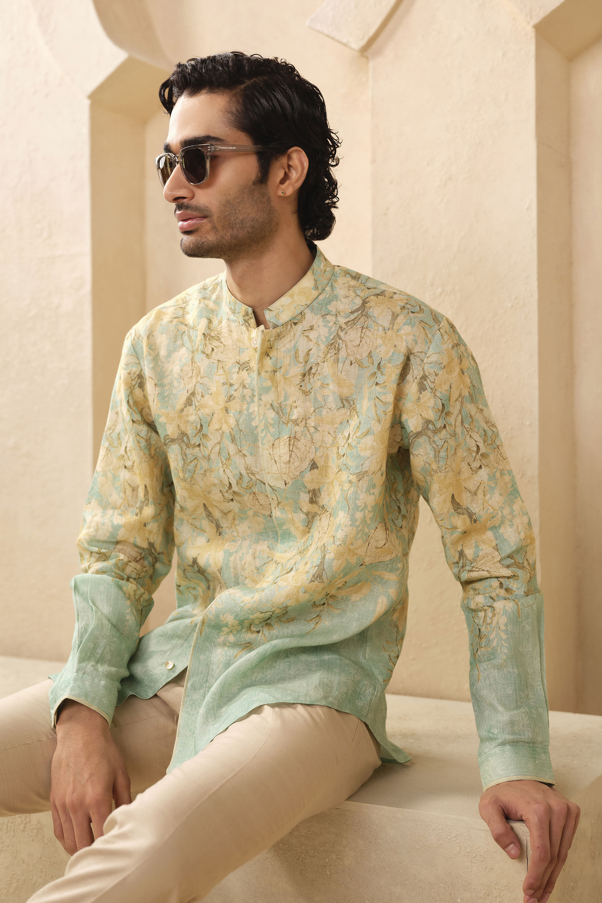 Aftan Linen Shirt - Aqua, Aqua, image 4