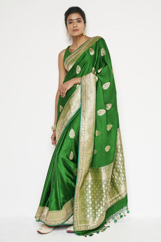 Rohana Benarasi Saree - Green, , image 1