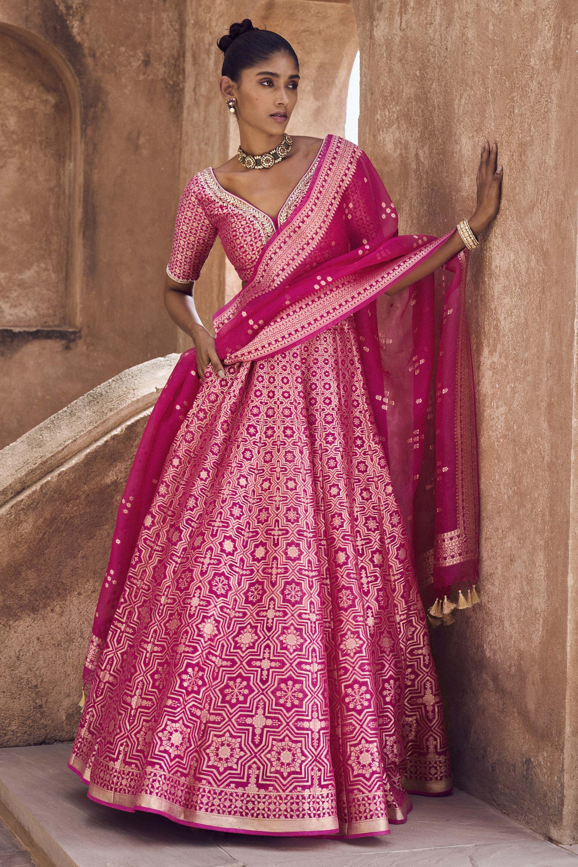 Shop Light Pink N Yellow Embroidered A Line Lehenga Party Wear Online at  Best Price | Cbazaar