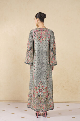 Sahra Printed Silk Kaftan, Sage, image 2