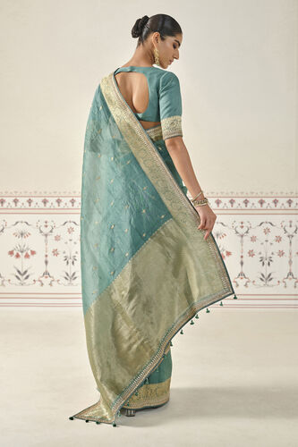 Indraja Handwoven Benarasi Silk Saree - Green, Green, image 2