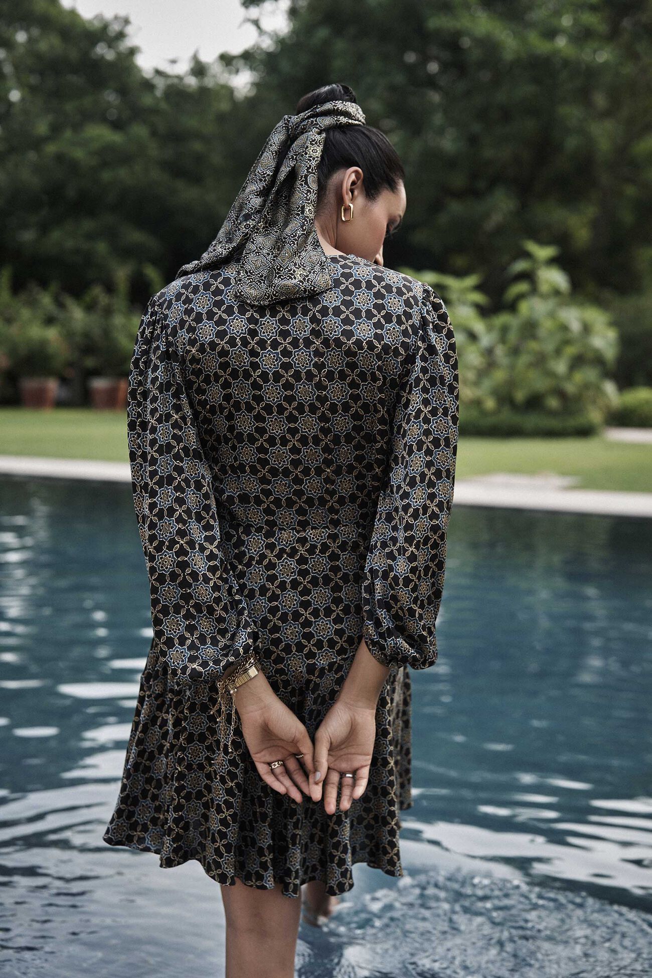 Jovie Ajrakh Hand-block Printed Dress - Black, Black, image 2