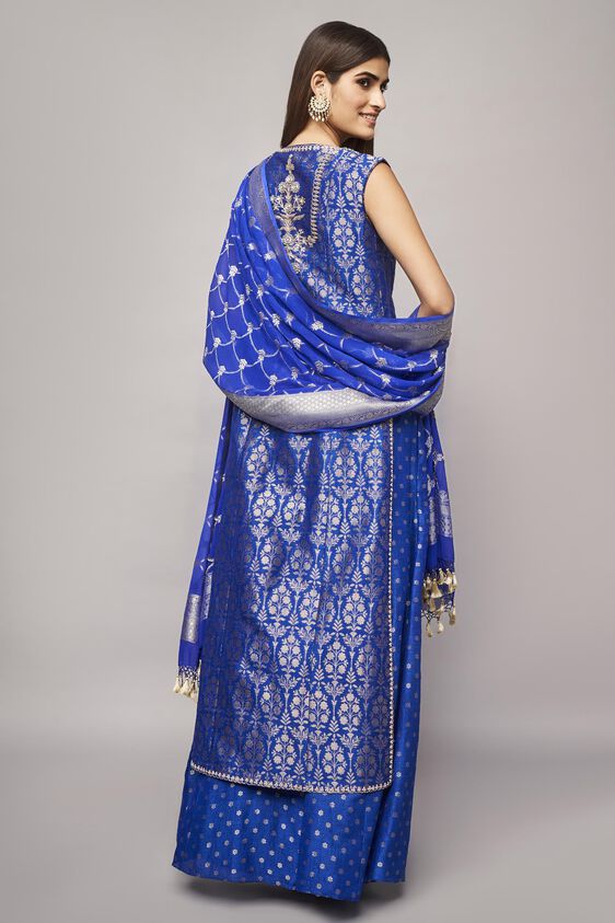 Vaishi Sharara Set, Royal Blue, image 4