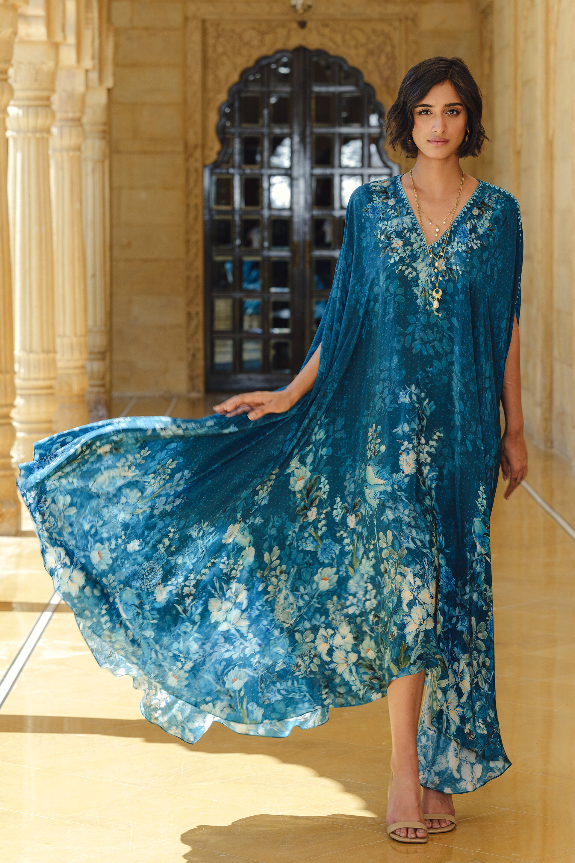 Twila Cape Dress - Blue, Blue, image 3