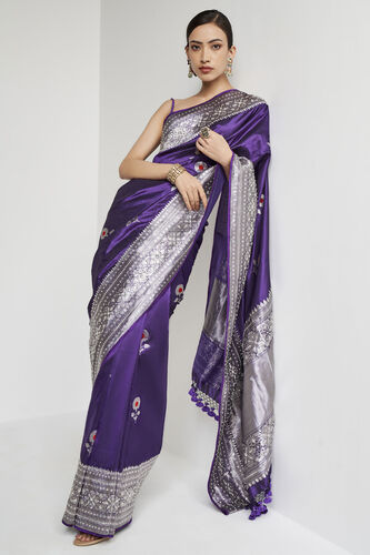 Laranya  Benarasi Saree - Purple, , image 1