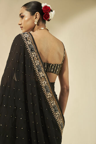Vanani Embroidered Gota Patti Saree, Black, image 3