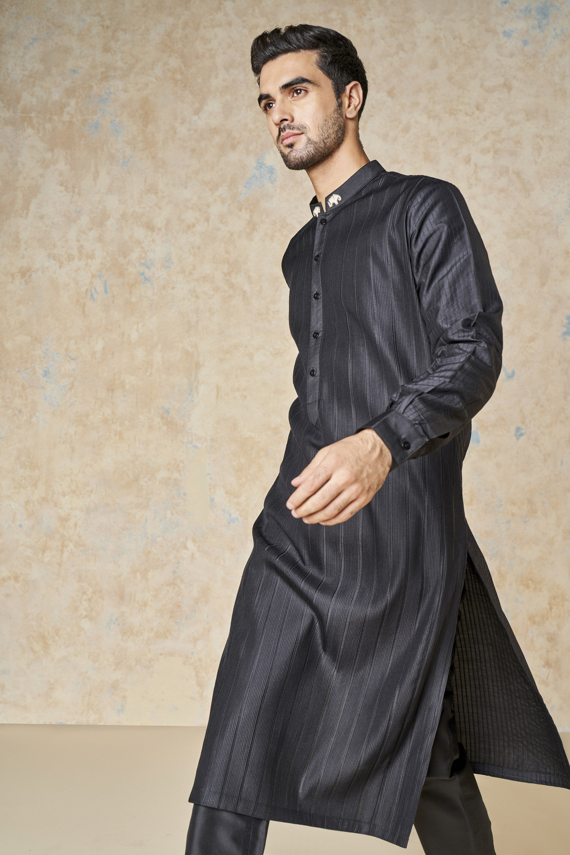Sifar Silk Kurta - Black, Black, image 6