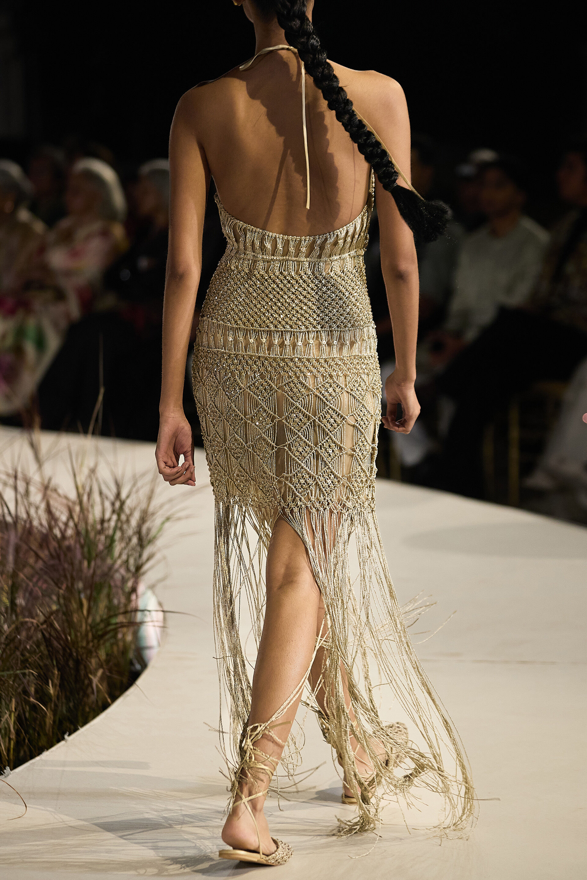 Zenebe Macrame Gown - Gold