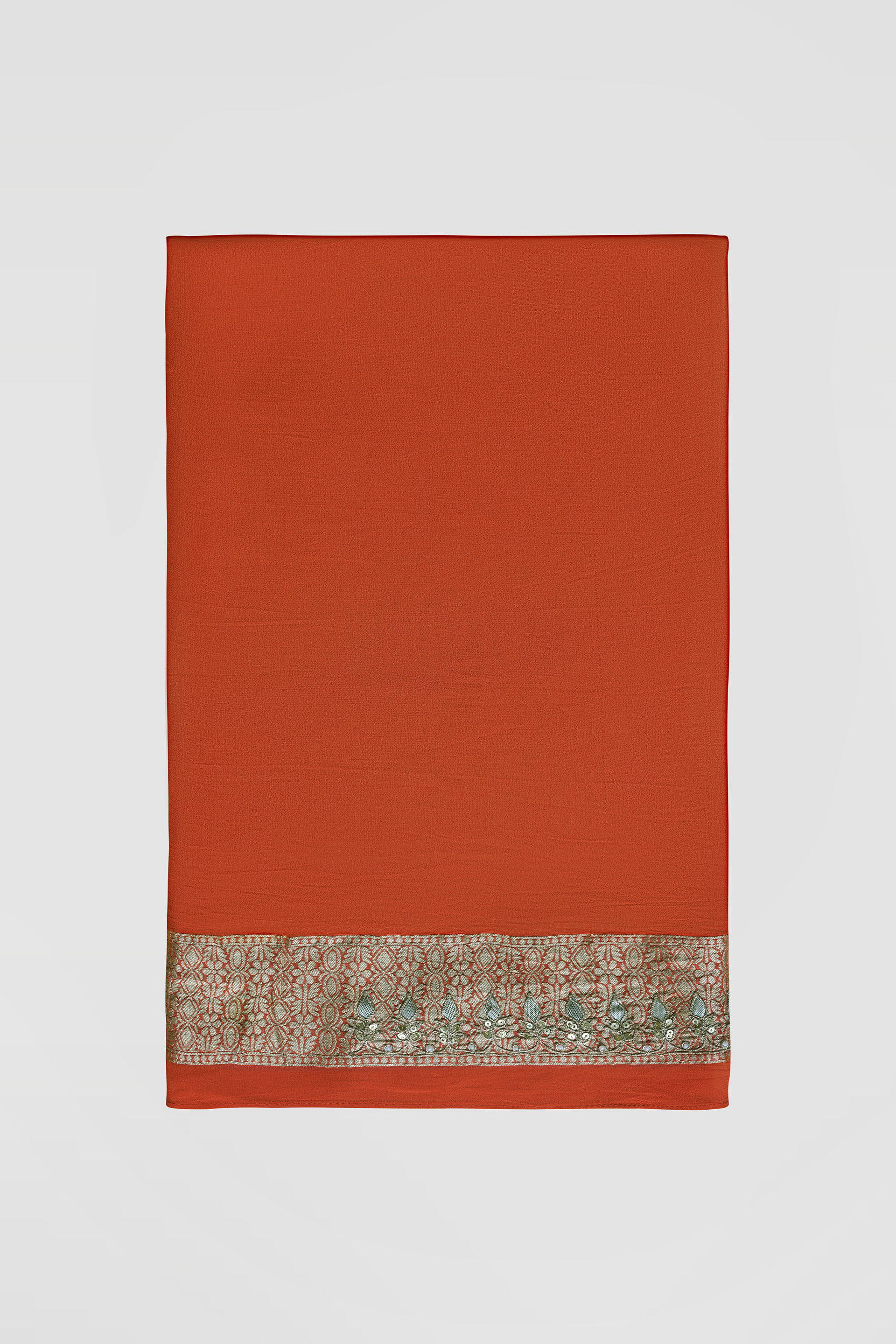 Nazaha Benarasi Silk Embroidered Saree - Orange, Orange, image 8