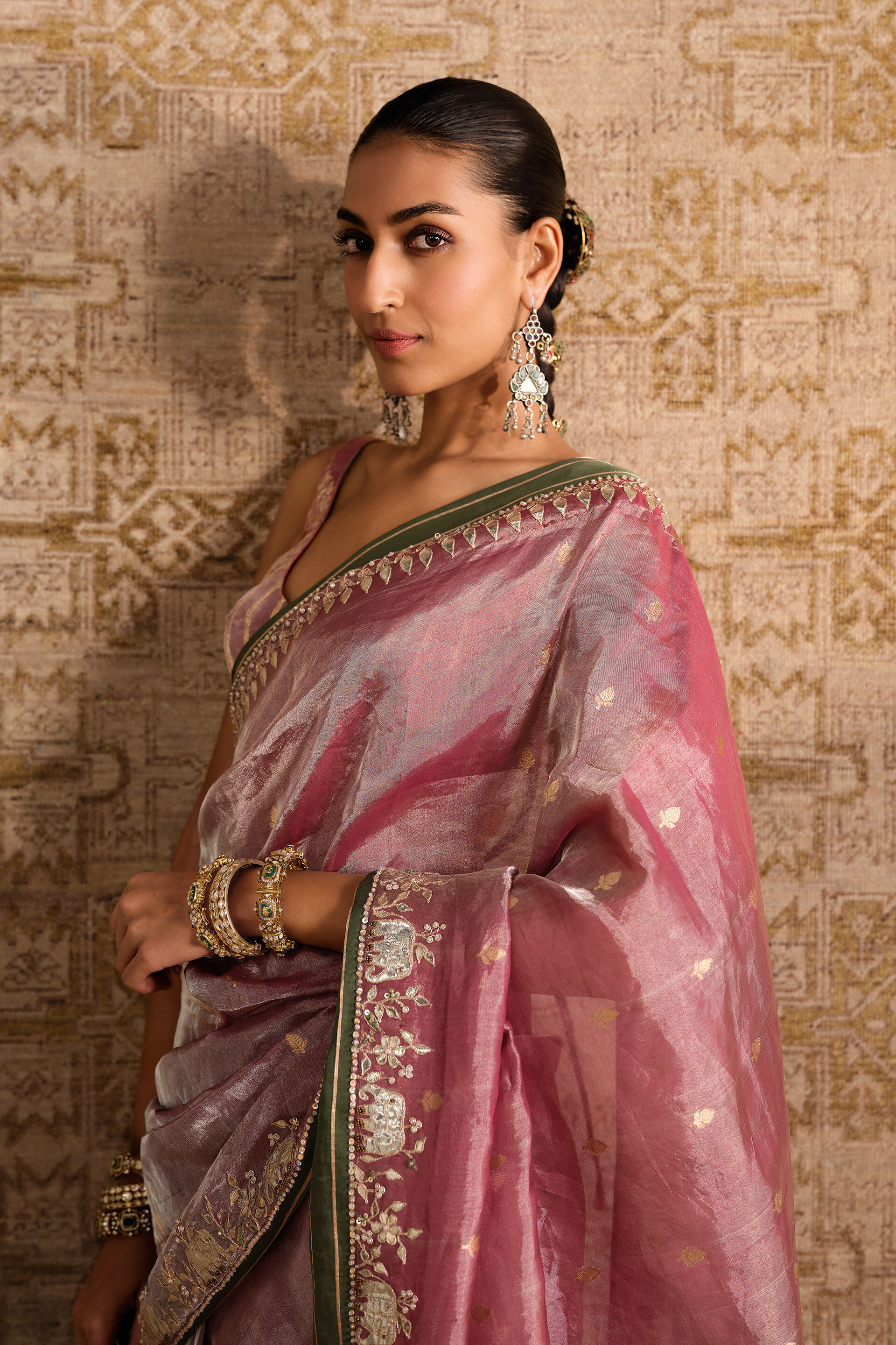 Anusrava Handwoven Benarasi Silk Saree - Blush, Blush, image 4