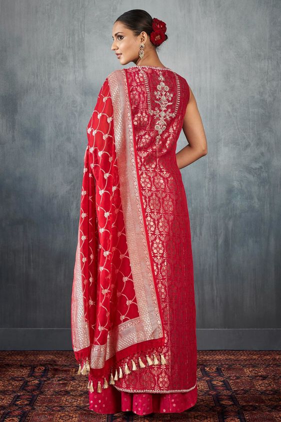 3 - Vaishi Sharara Set - Red, image 3