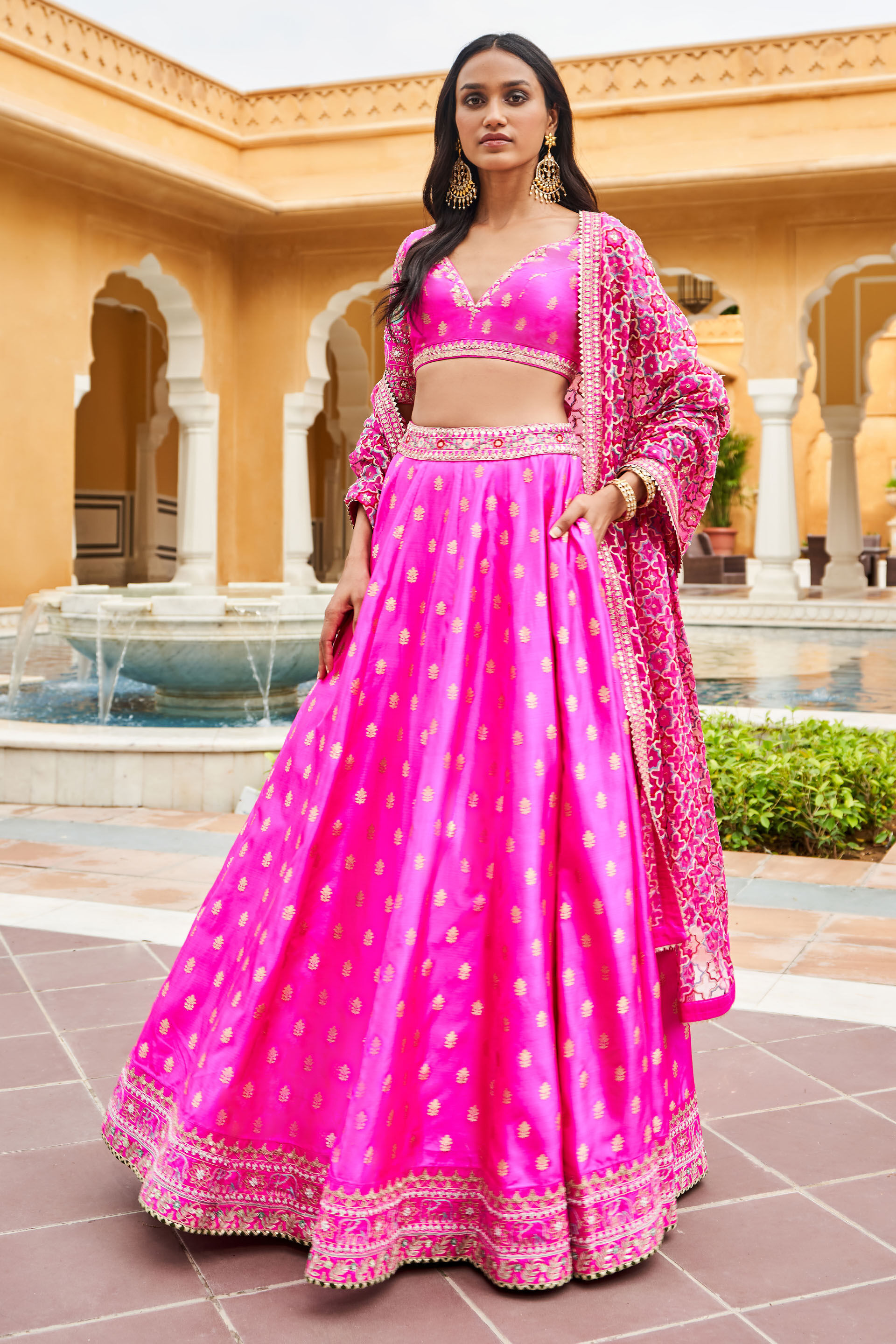 Ezra Lehenga - Hot Pink