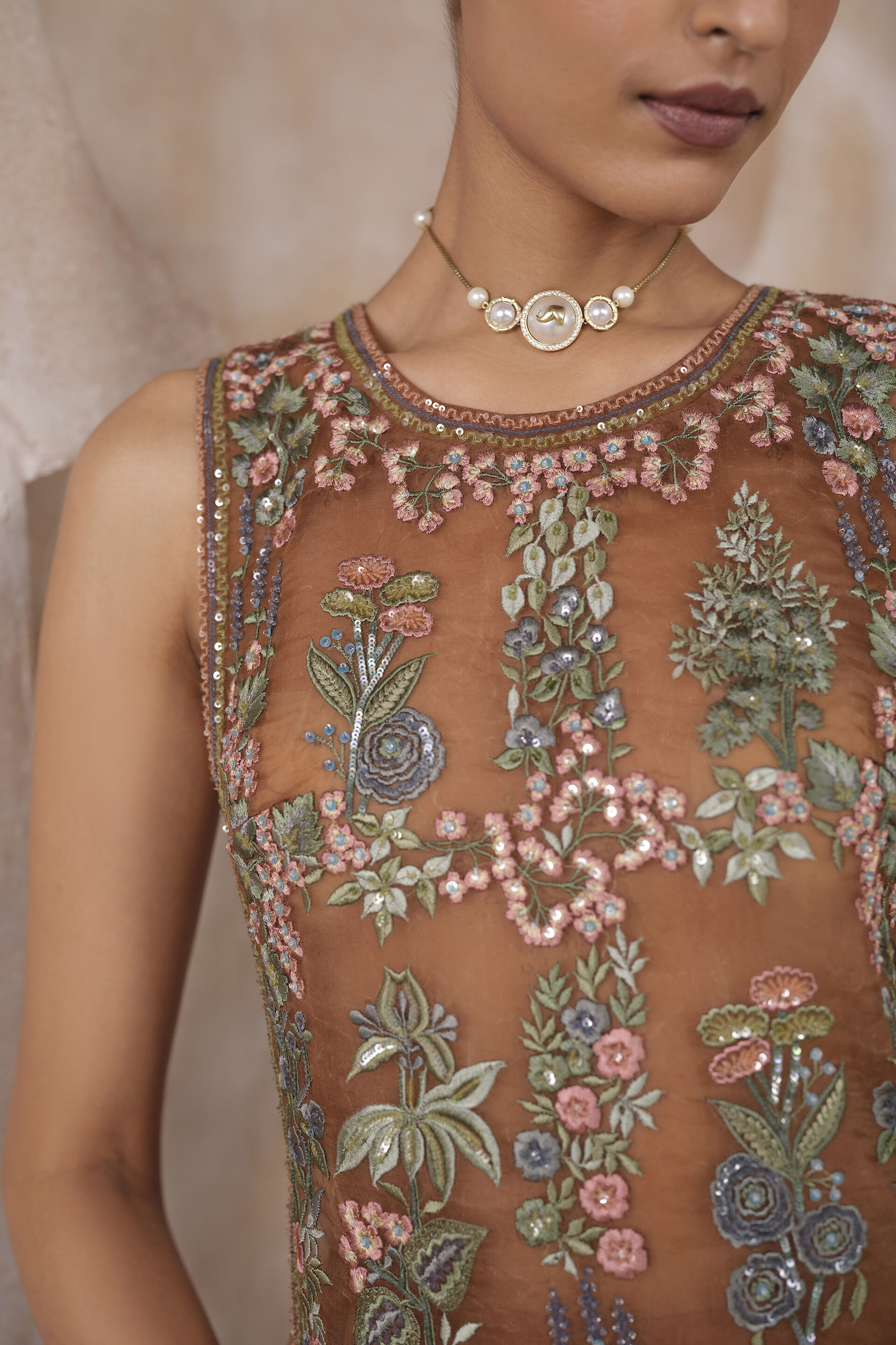 Aiza Embroidered Skirt Set - Brown, Brown, image 5