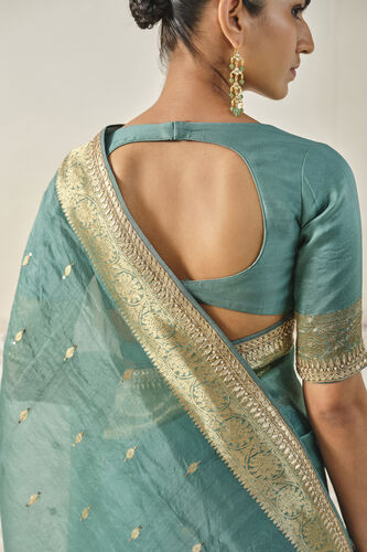 Indraja Handwoven Benarasi Silk Saree - Green, Green, image 7