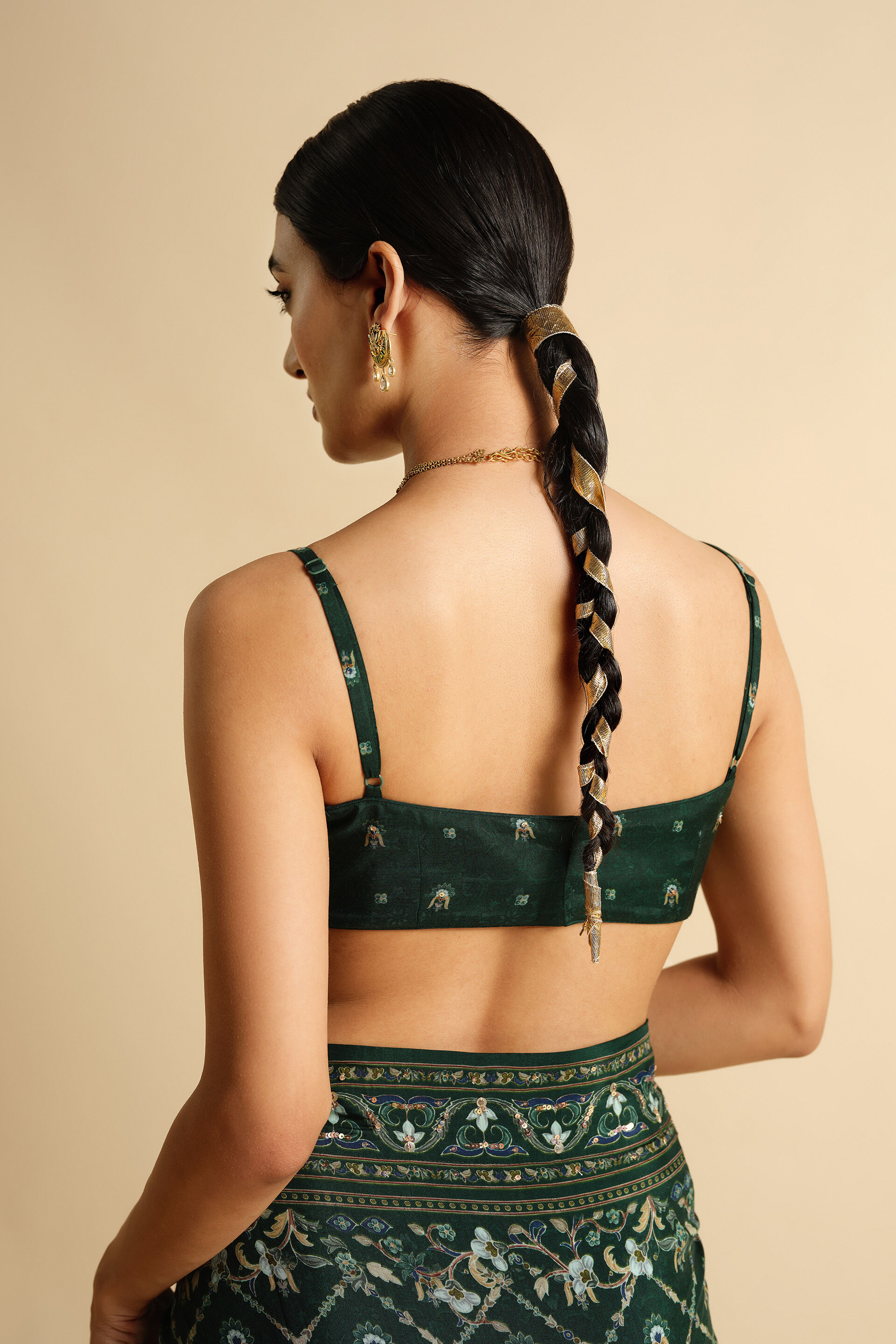 Nooraya Sequin Saree - Green, Green, image 5