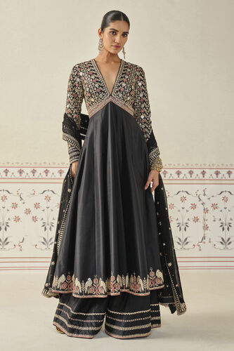 Sanjula Gota Patti Silk Anarkali Set - Black, Black, image 1