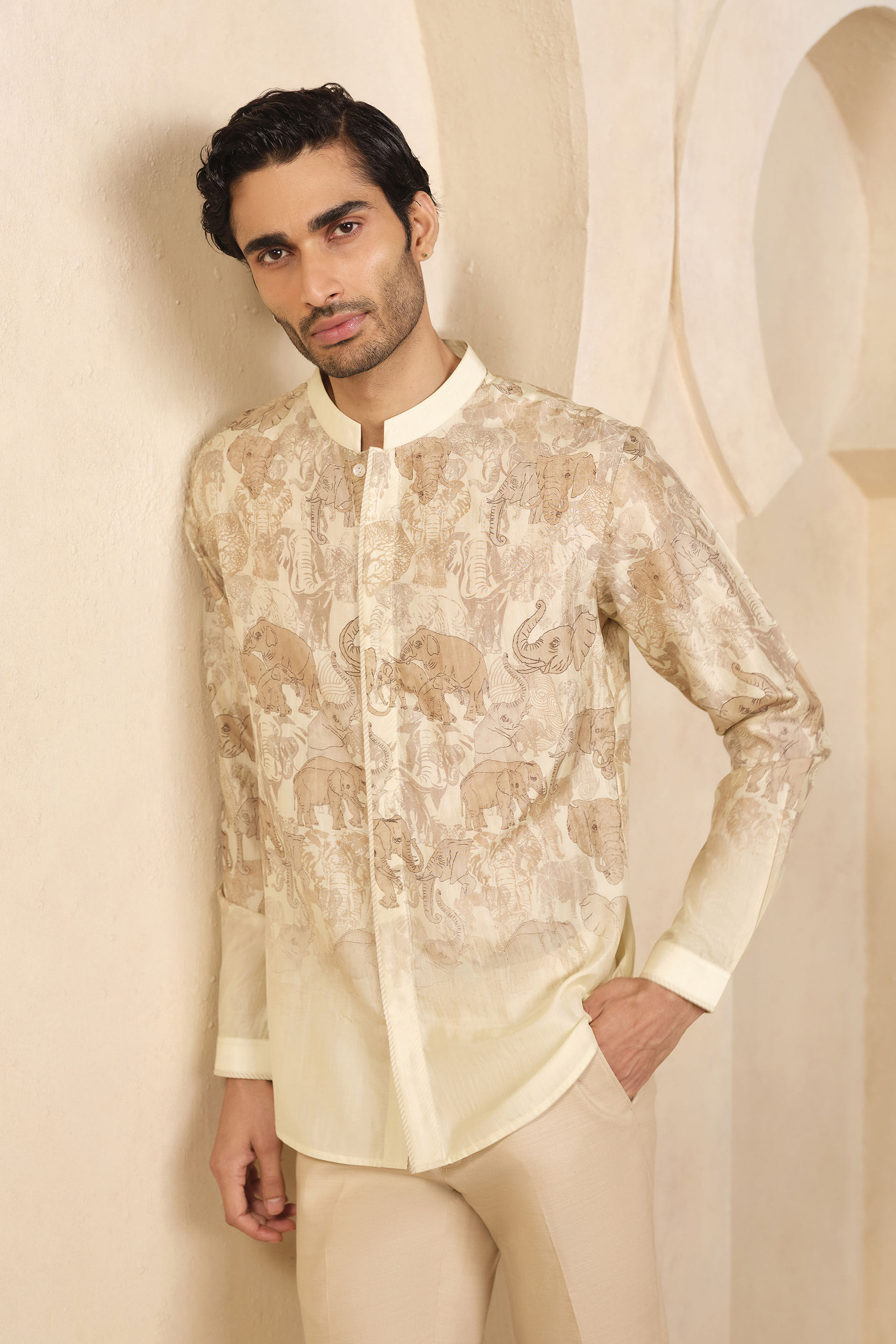 Zyad Silk Shirt - Cream, Cream, image 4