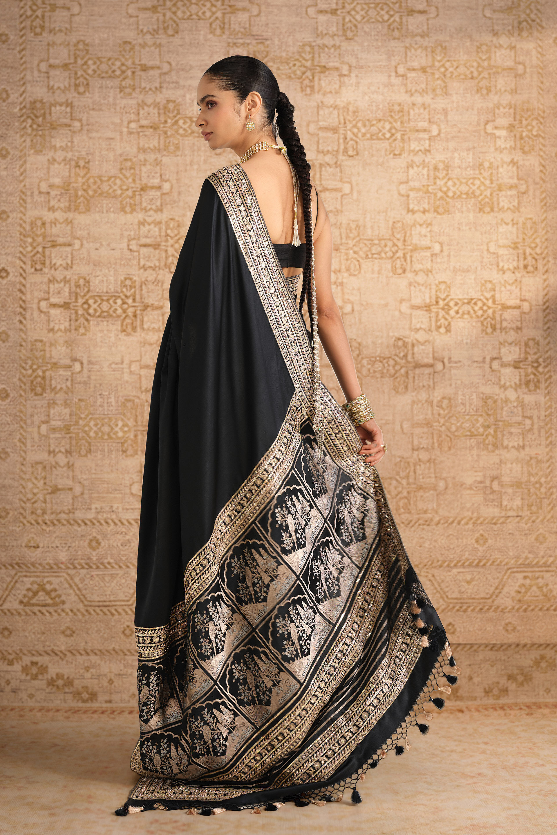 Samihana Handwoven Benarasi Silk Saree - Black, Black, image 3