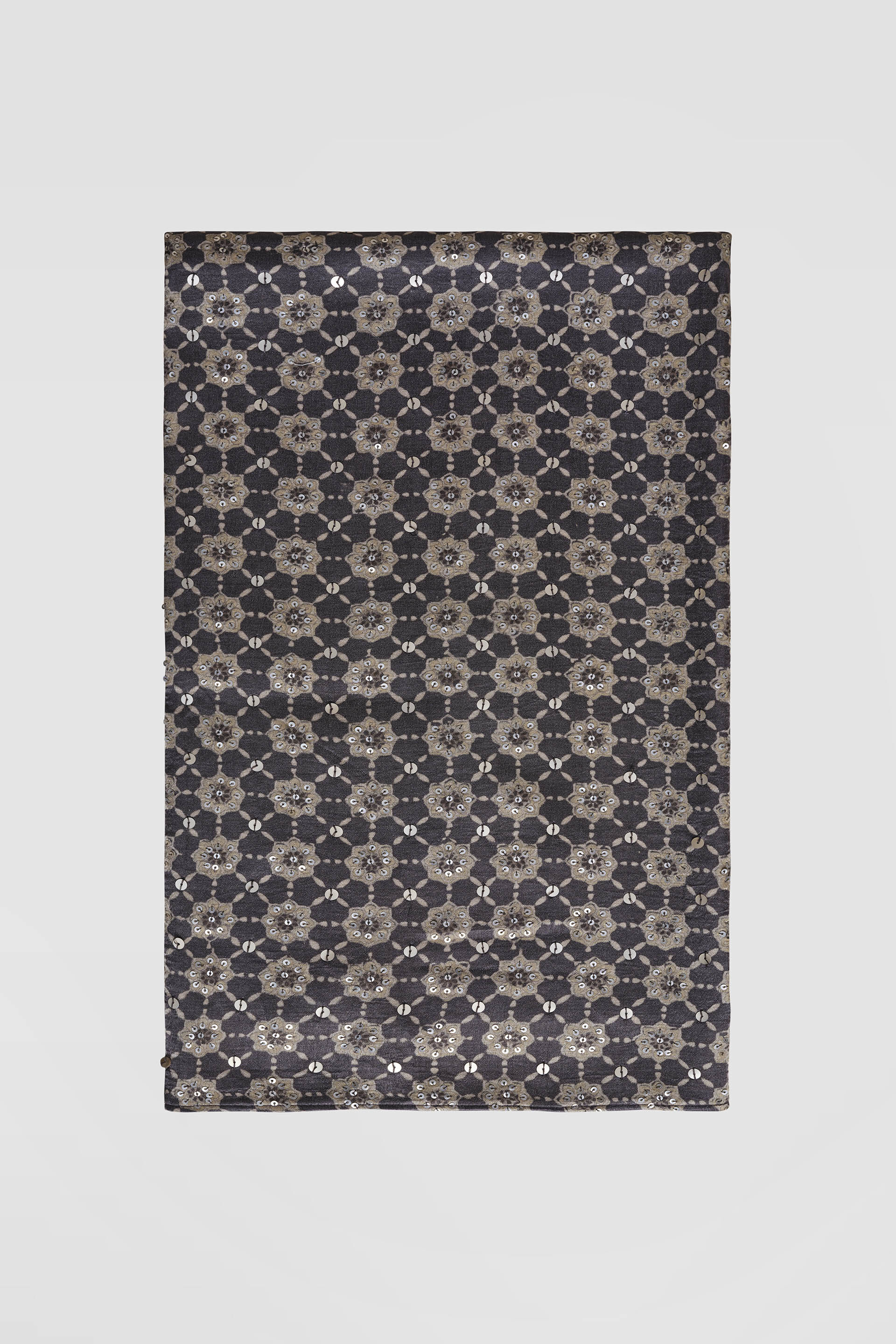 Ranjeeta Ajrakh Hand-block Printed Silk Saree - Grey, Grey, image 9