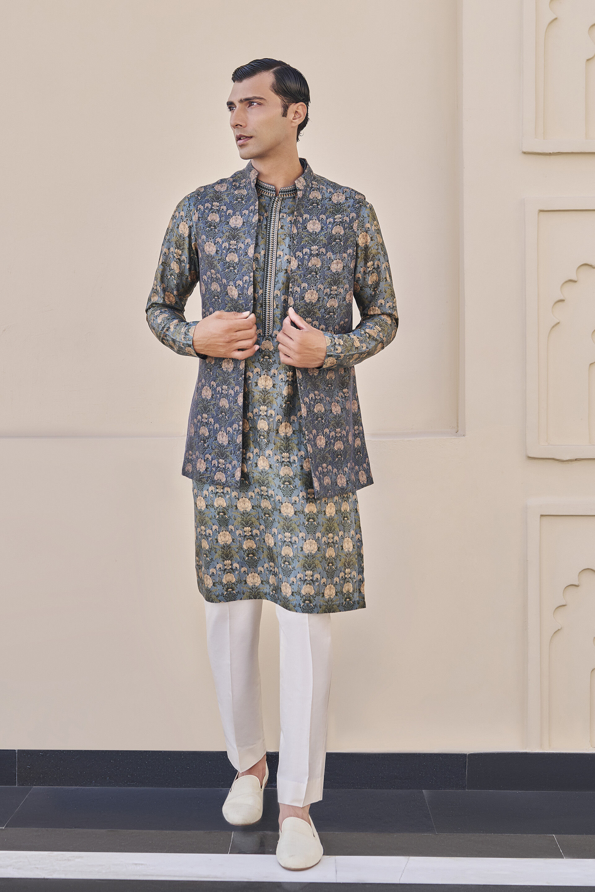 Suvin Blue Nehru Jacket