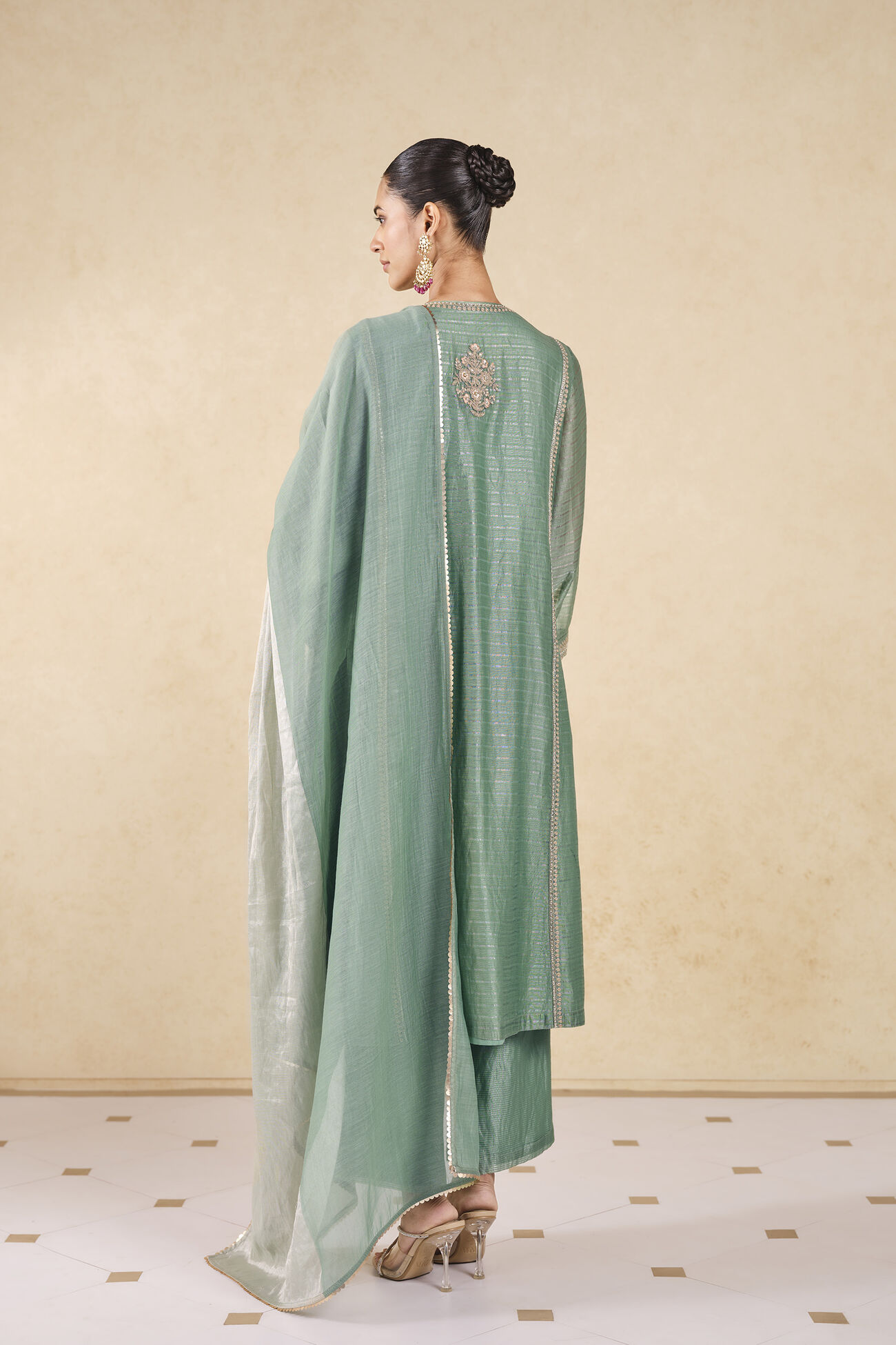 Mayar Embroidered Mul Suit Set - Sage, Sage, image 2