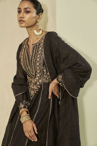 Shahla Gota Patti Embroidered Mul Suit Set - Black, Black, image 4
