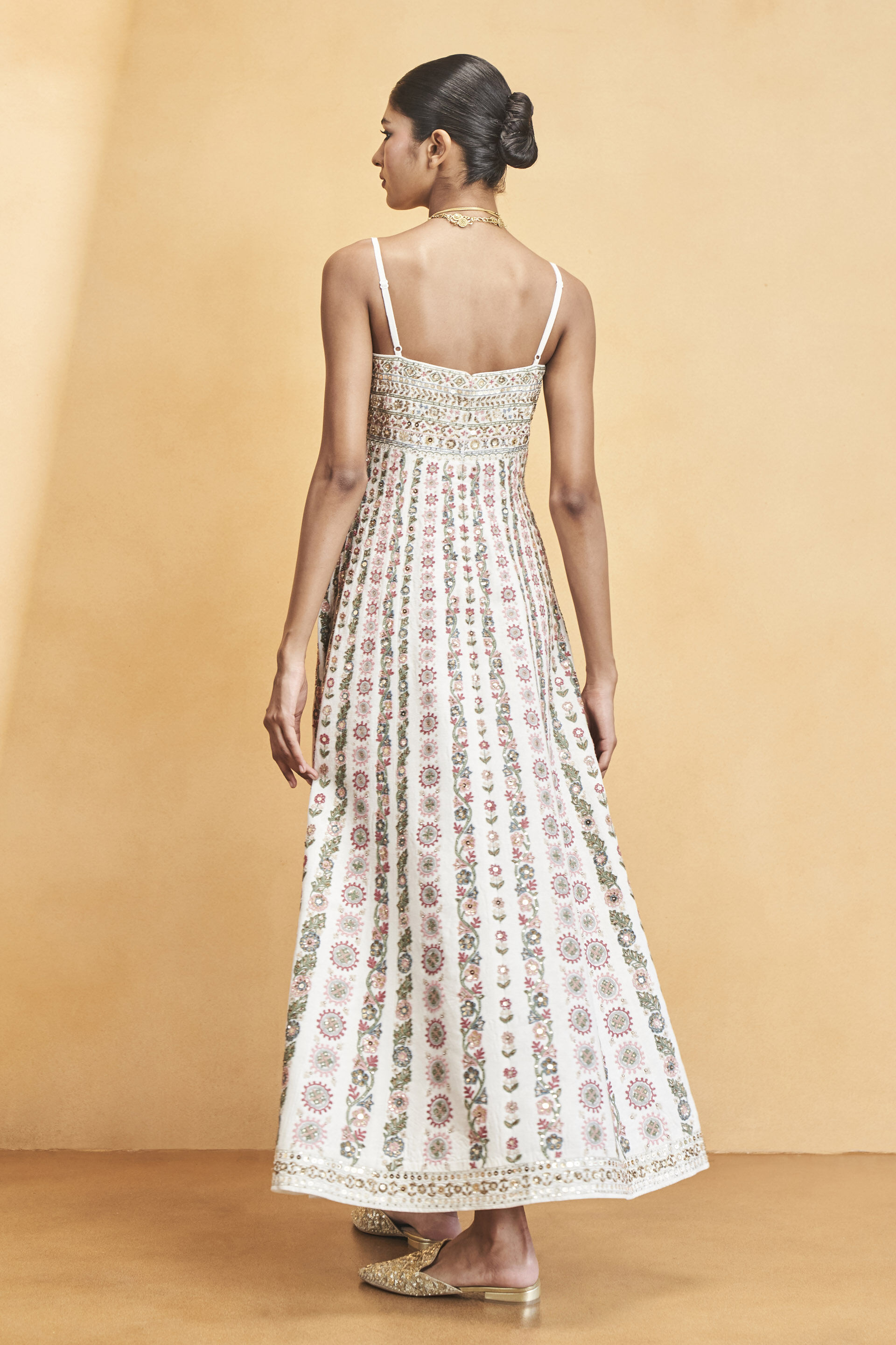 Sounds Of The Forest SEWA Hand-embroidered Silk Dress - Cream, Cream, image 2