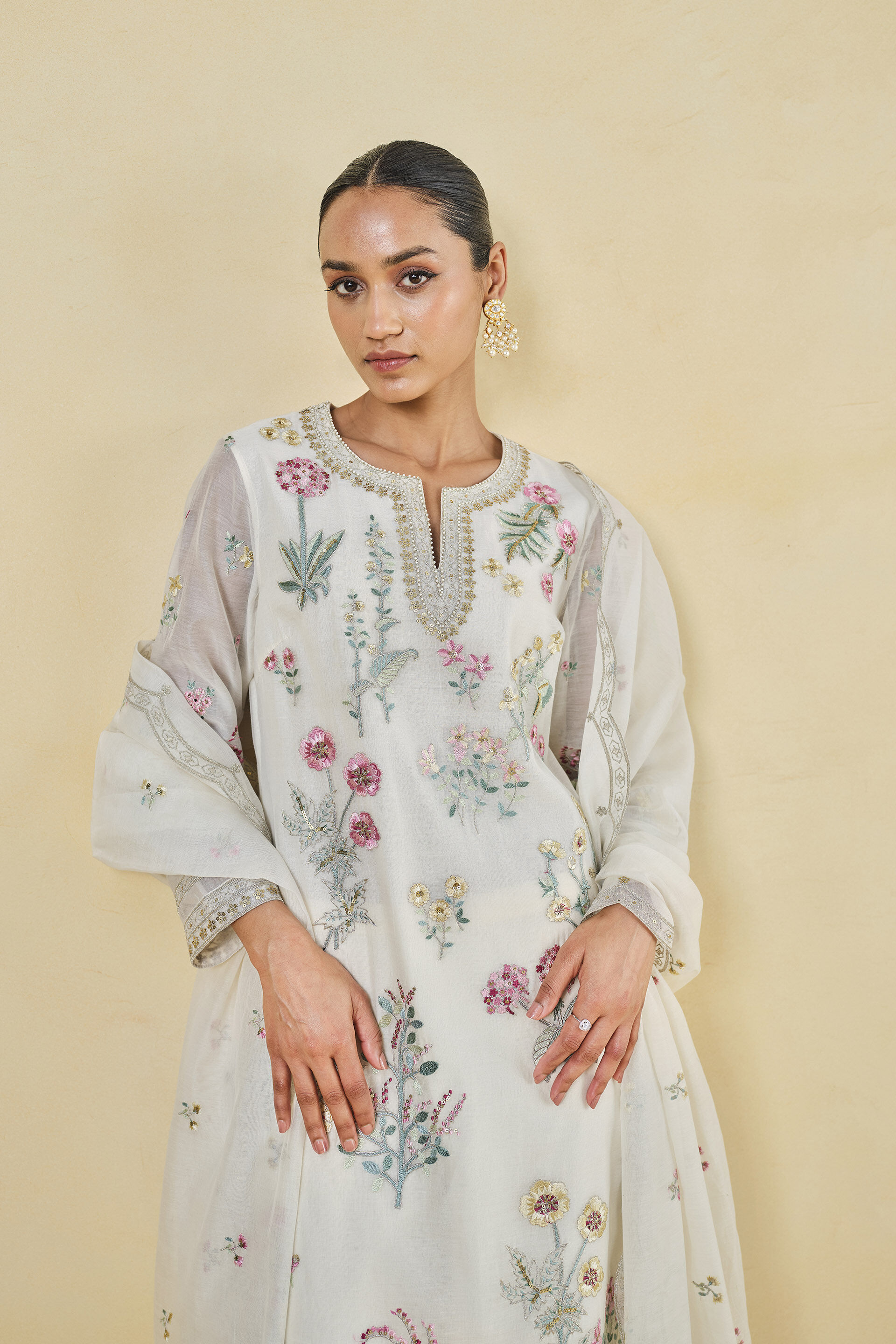 Melisma Embroidered Mul Suit Set Natural