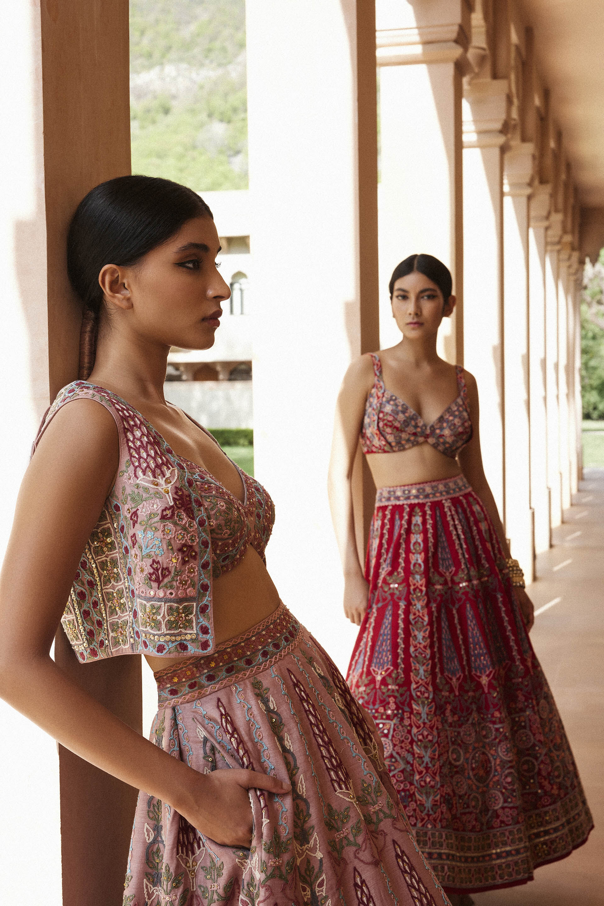 Embroidered silk skirt online