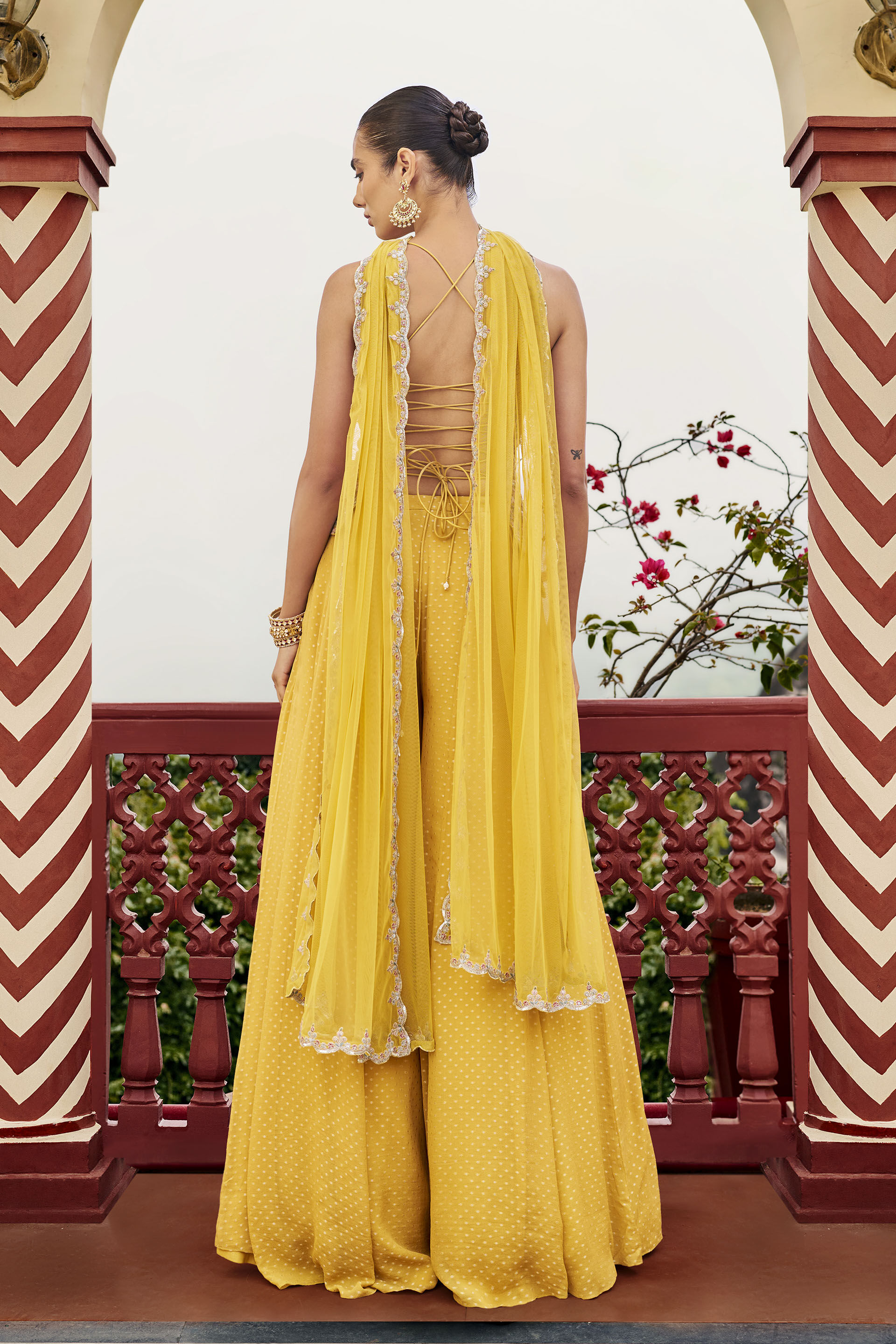 Rapture Embroidered Sharara Set - ​Yellow