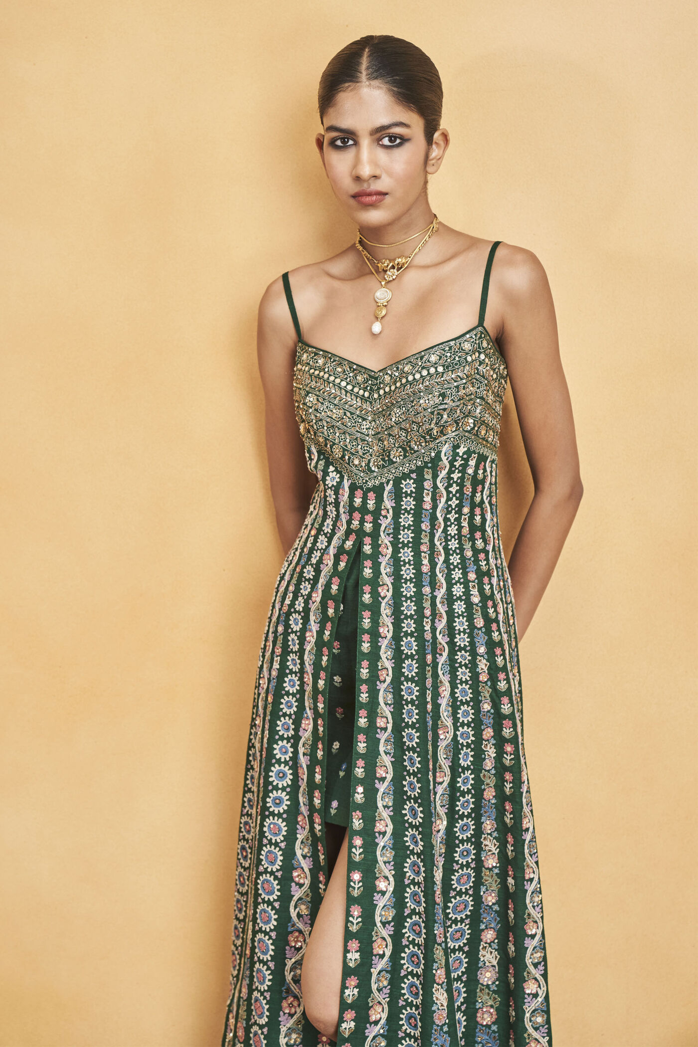 Buy Designer Sounds Of The Forest SEWA Hand-embroidered Silk Dress - Green Online for Women from Anita Dongre F23R563_GREN Buy Designer Sounds Of The Forest SEWA Hand-embroidered Silk Dress - Green Online for Women from Anita Dongre F23R563_GREN