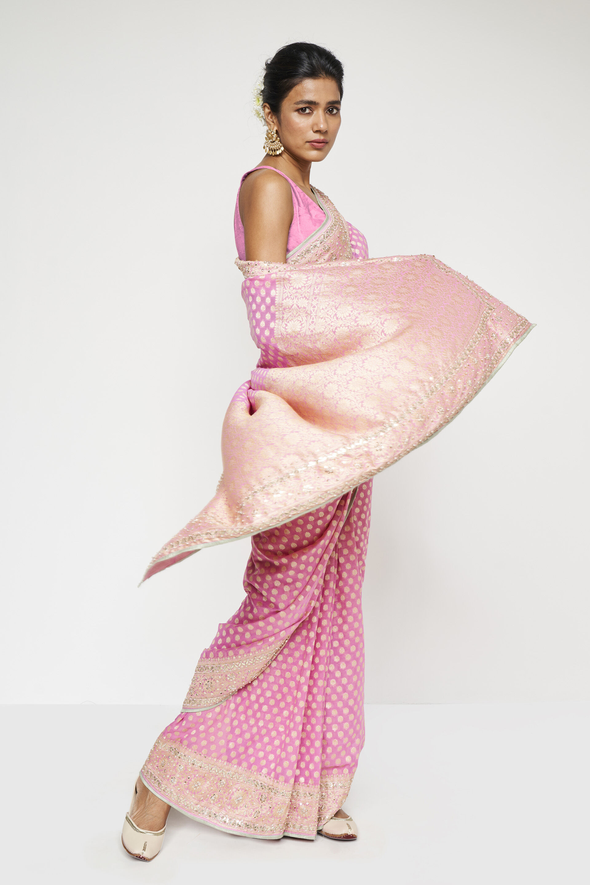 Ekisha Benarasi Saree - Pink, Pink, image 4