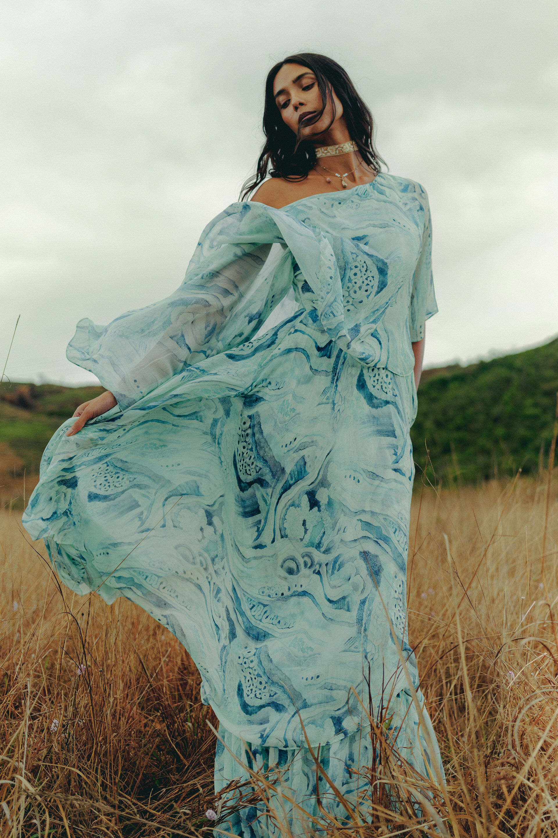 Kazui Bemberg Gown - Blue, Blue, image 4