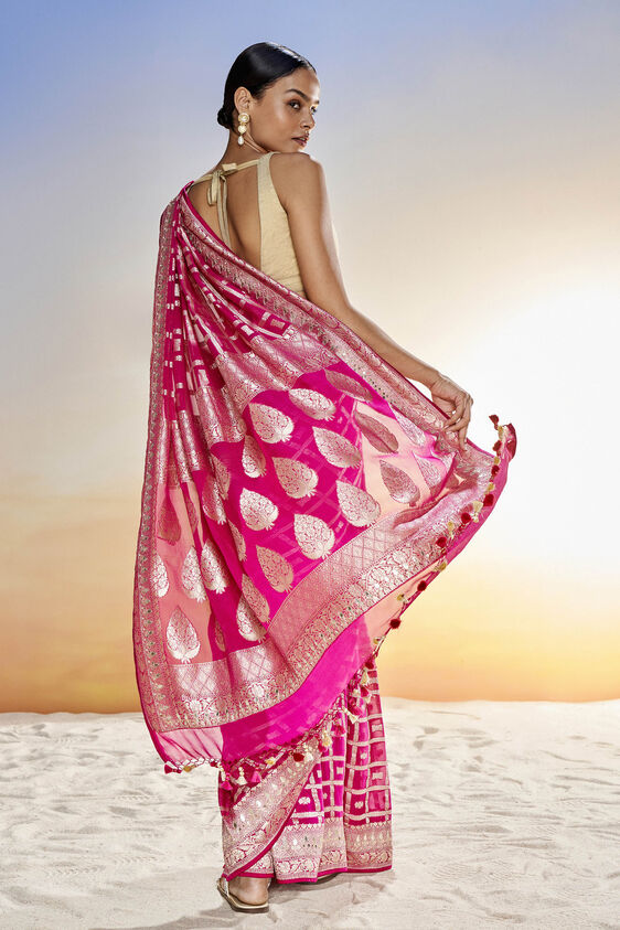 Chitra Benarasi Saree - Pink, Hot Pink, image 3