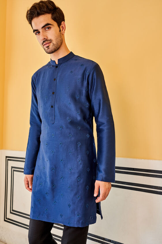 Tavish Kurta - Navy, Navy, image 3