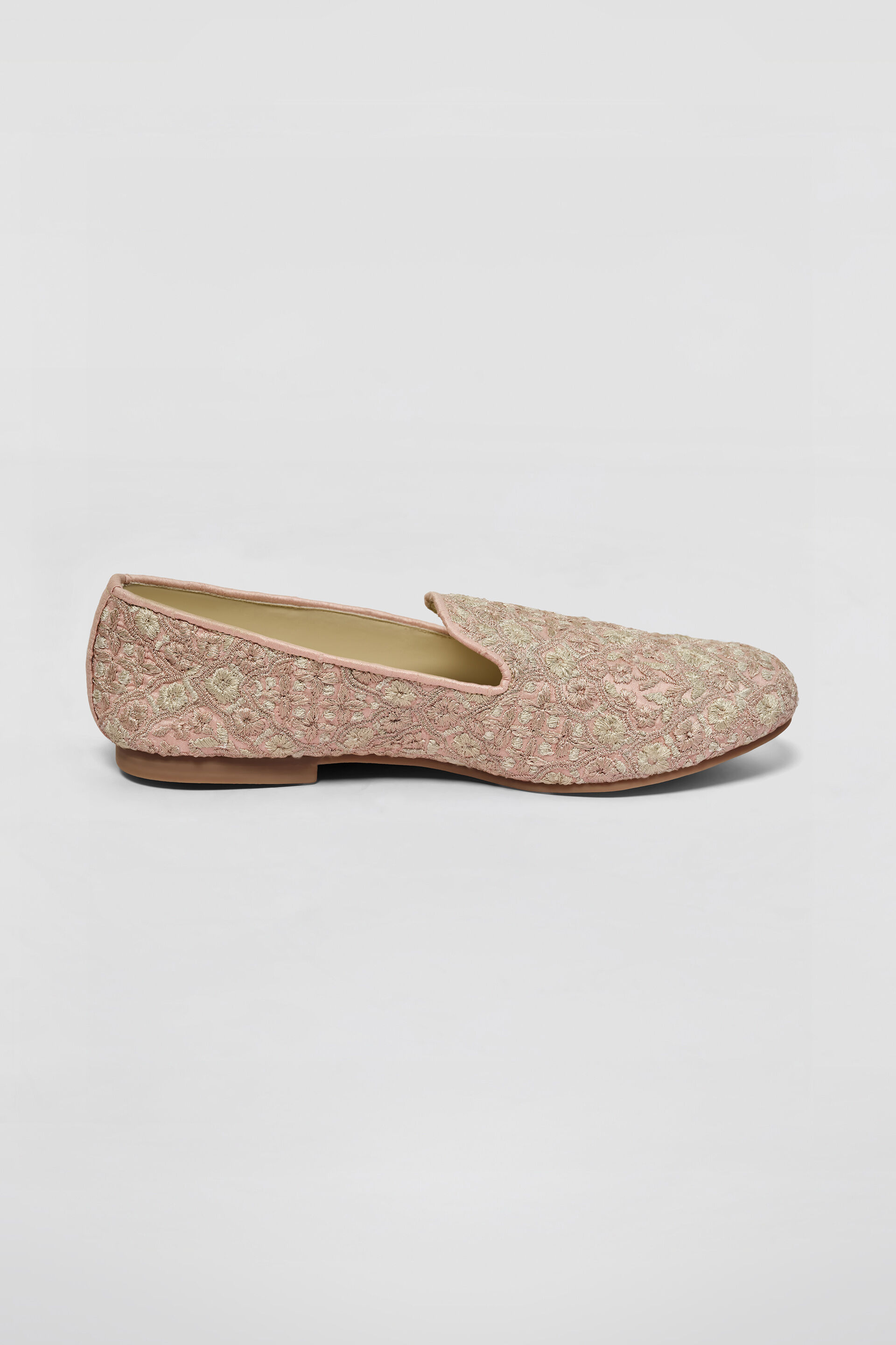 Kaif Embroidered Silk Mojris - Blush