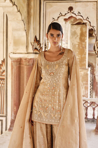 Nahiza Embroidered Sharara Set - Bronze, Bronze, image 3