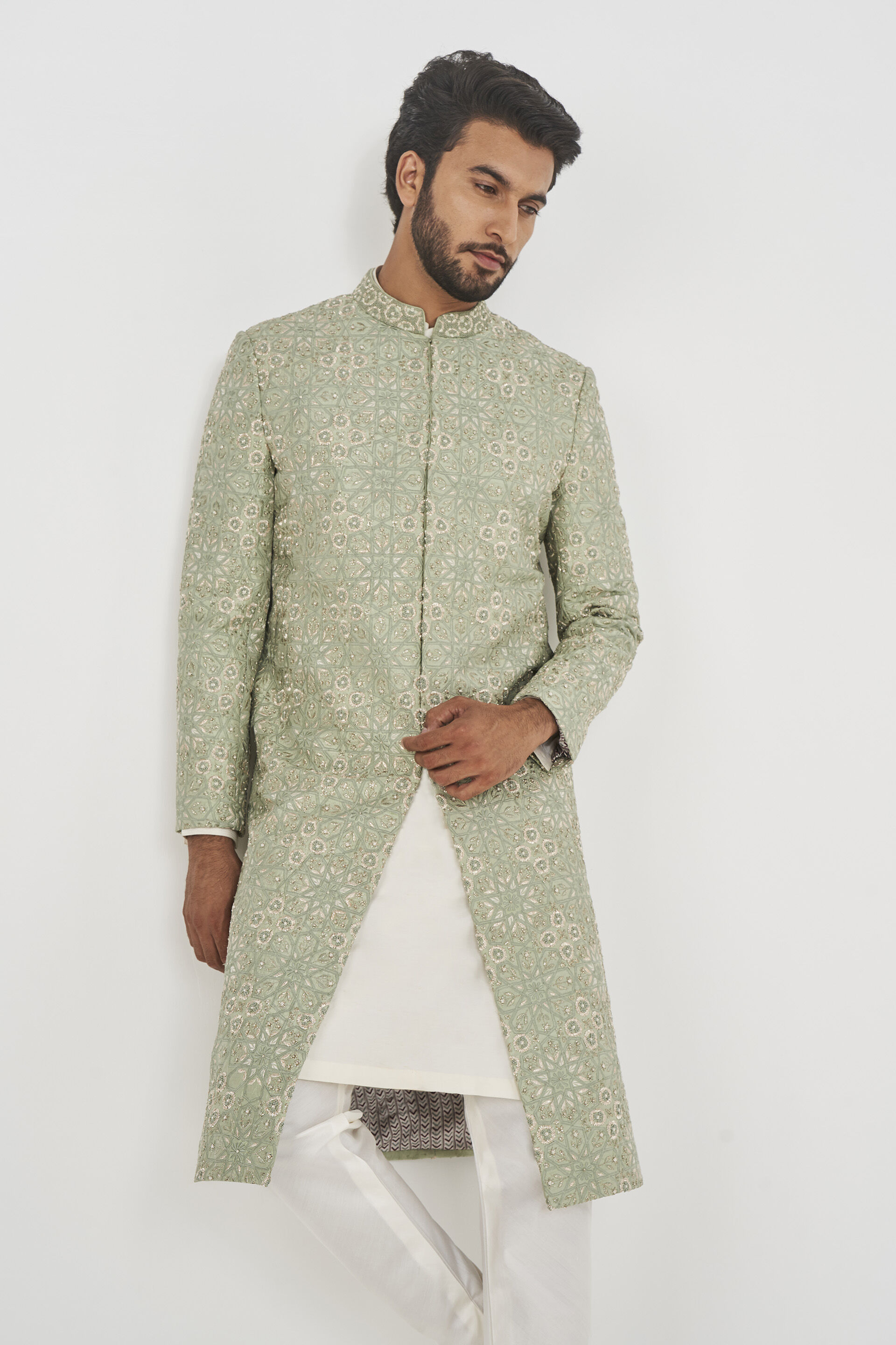 Aadel Sherwani - Sage Green, , image 4