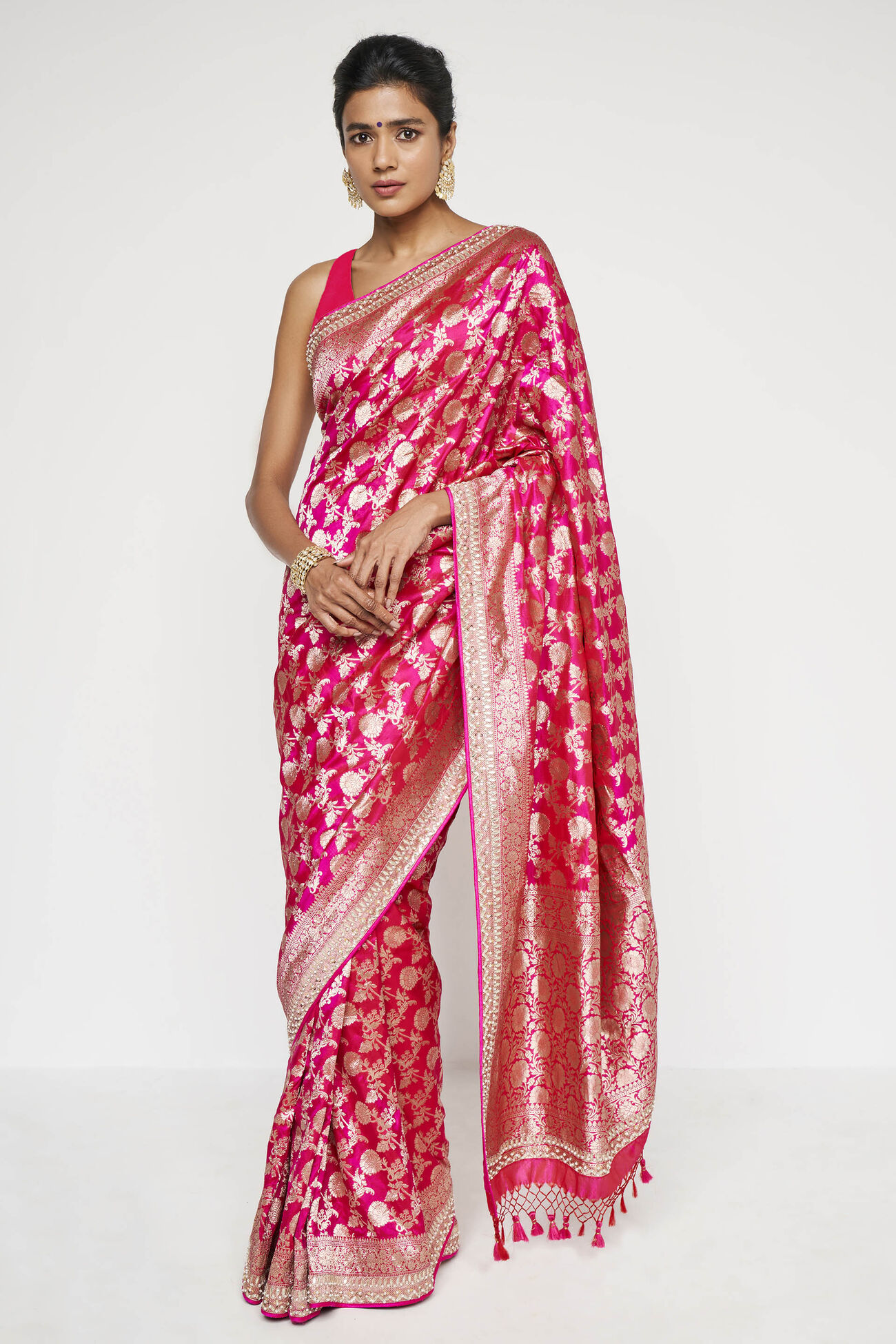 Madhurima Benarasi Saree - Pink, Pink, image 1