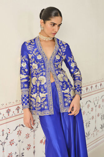 Sanaaya Gota Patti Silk Sharara Set - Blue, Blue, image 4