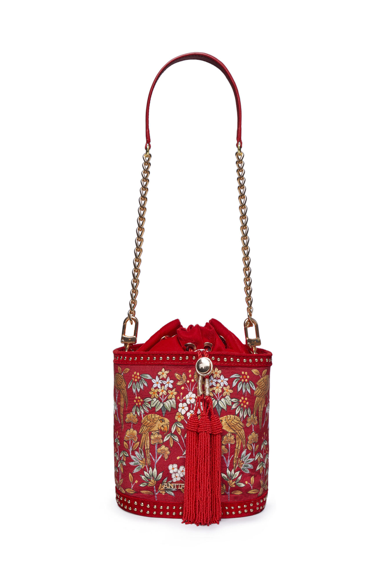 Pichhwai Bucket Bag, Red, image 9