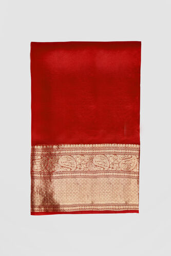 Sindhura Benarasi Silk Embroidered Saree - Red, Red, image 10
